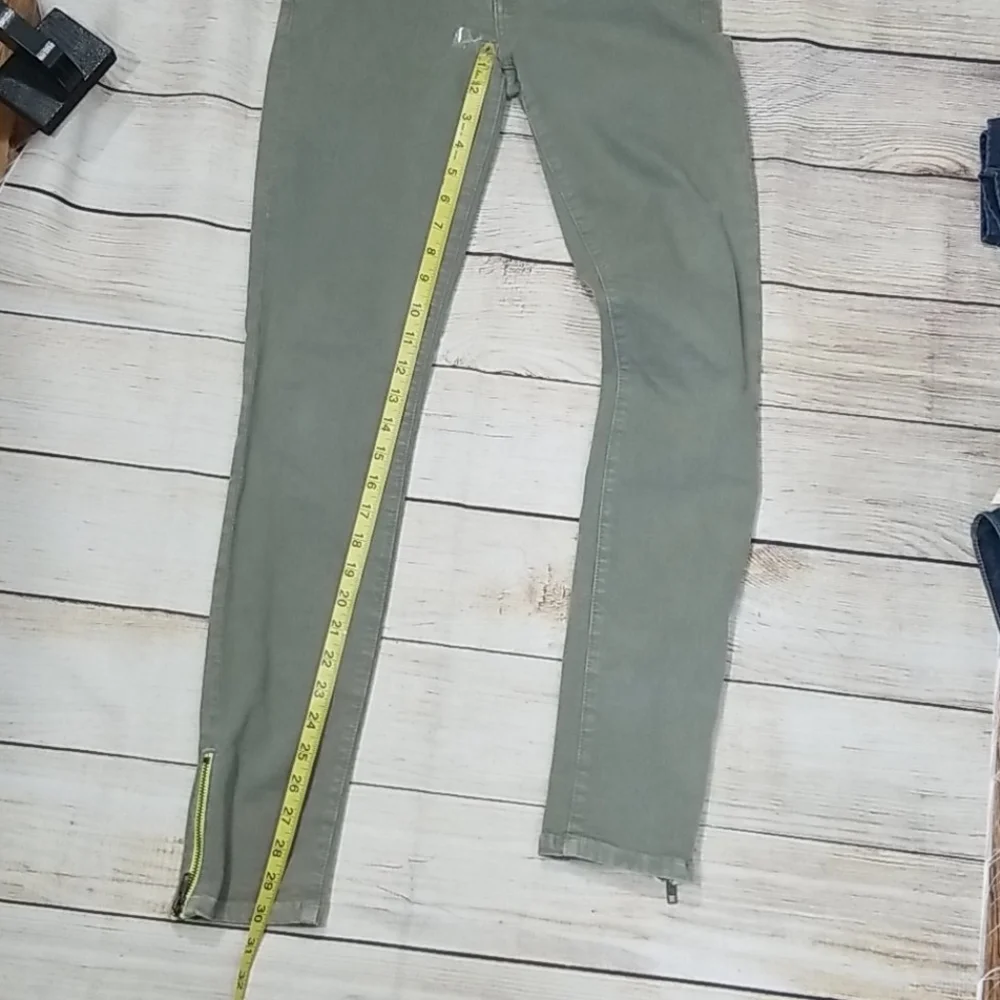 Current/Elliott Olive Green Skinny Ankle Zip Jeans
